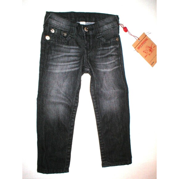 New Girls NWT True Religion Brand Jeans 3 Skinny Black Gray Adjustable Waist - Picture 2 of 4
